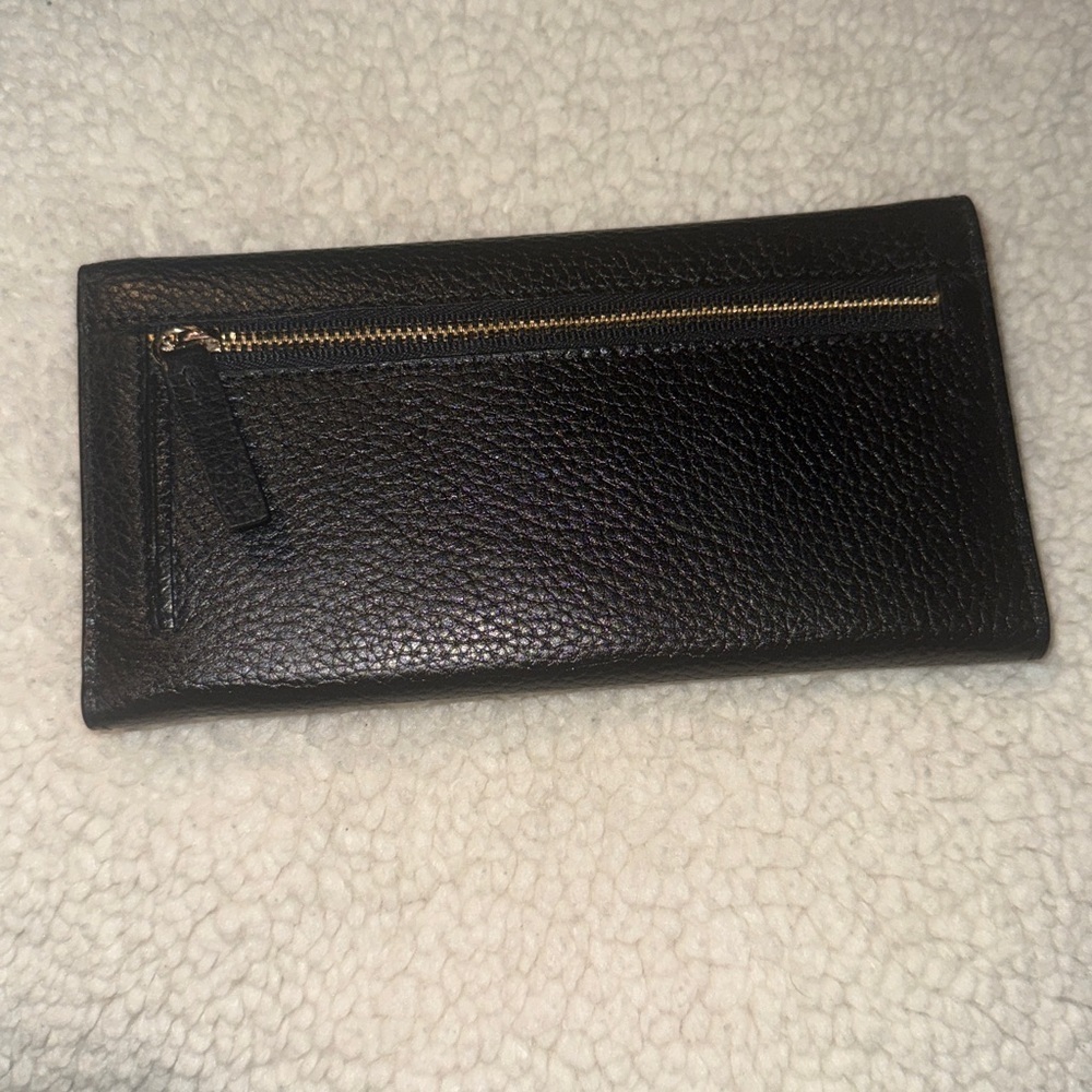 Lodis Corsica Ava trifold wallet black leather  with gold snap 4x7.5 - Picture 2 of 6